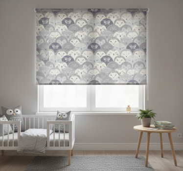 Childrens blind gray owl on creepers nordic design - TenStickers
