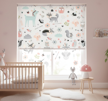 Childrens blind in nordic style pink forest - TenStickers