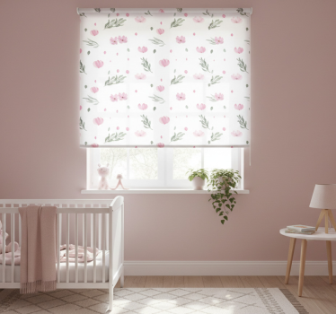 Childrens blind in pink minimalistic flowers - TenStickers