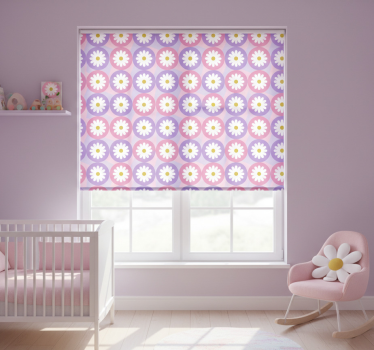 Childrens blind in purple pink daisy square pattern - TenStickers