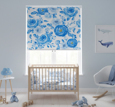 Childrens blind nordic style blue clock flowers - TenStickers