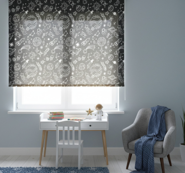 Childrens blind in black and white cosmic design - TenStickers