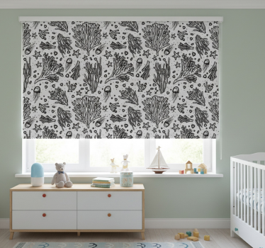 Childrens blind with black silhouetted sea creatures - TenStickers
