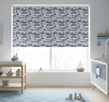 Childrens blind with different blue boat pattern - TenStickers