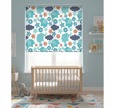 Childrens blind with elephants and flowers design - TenStickers