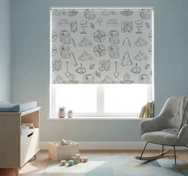 Childrens blind with hand drawn compass and mountain gear - TenStickers