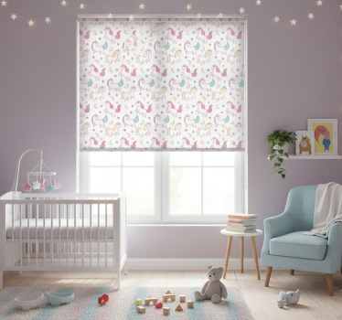 Childrens blind with hand drawn unicorn pattern - TenStickers