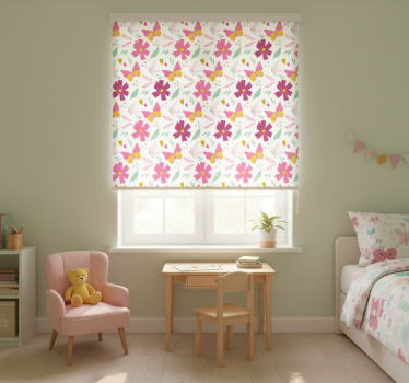 Childrens blind with pink and yellow butterfly flowers - TenStickers