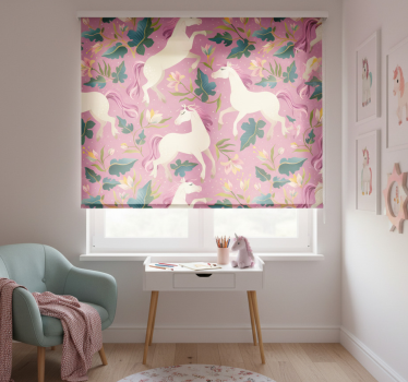 Childrens blind with pink floral horse design - TenStickers
