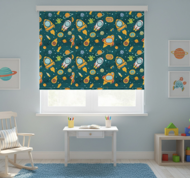 Childrens blind with round illustration of funny aliens - TenStickers