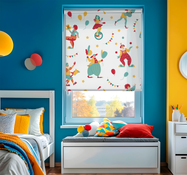Clowns with balloons funky Children's roller blind - TenStickers