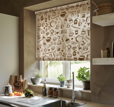 Coffee pattern kitchen blind - TenStickers
