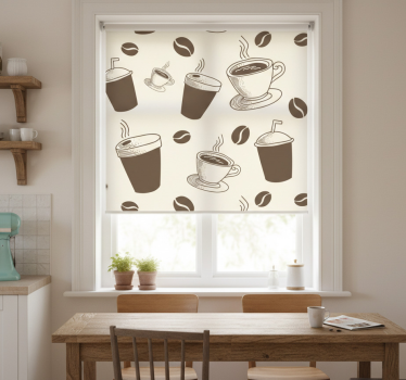 Coffee white-turquoise kitchen blind - TenStickers