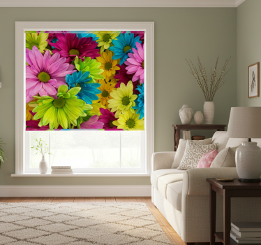 Colorful flowers living room blind - TenStickers