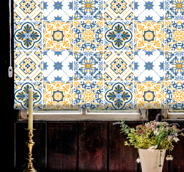 Colorful southern tiles pattern Bathroom window blind - TenStickers