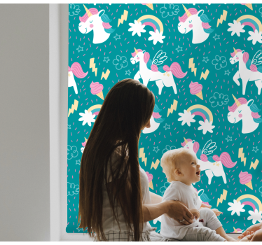 Blue unicorn pattern childrens blind - TenStickers