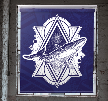 Compass and whale illustration vintage roller blind - TenStickers
