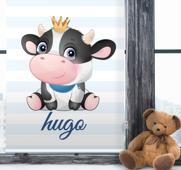 Crowned cow with name childrens blind - TenStickers
