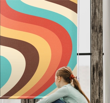 Curved retro waves more vintage roller blind - TenStickers