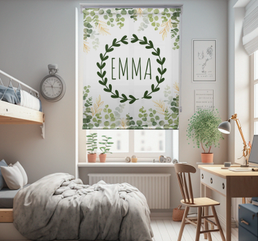 Custom name laurel wreath Childrens blind - TenStickers