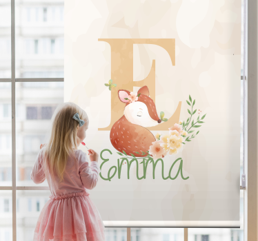 Fox with initial and name childrens blind - TenStickers