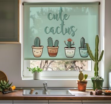 Cute cactus kitchen roller blind - TenStickers
