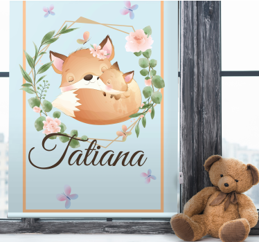 Fox family with name childrens blind - TenStickers