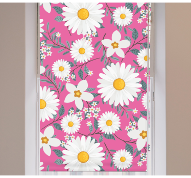 Daisy flowers pink background Flower roller blind - TenStickers