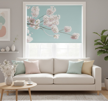 Elegant and feminine white flower living room blind - TenStickers