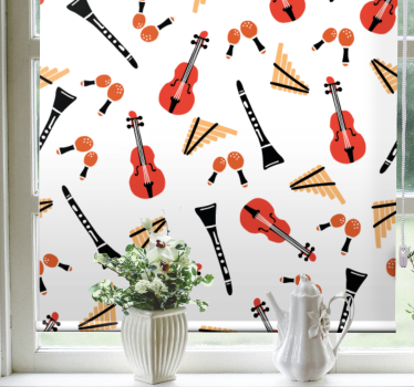 Elegant green violin pattern Living room roller blind - TenStickers