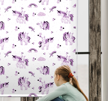 Fantasy purple unicorns childrens blind - TenStickers