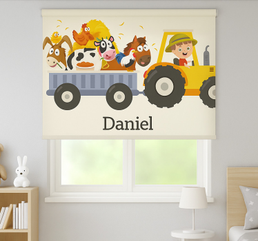 Farm tractor with name customised blind - TenStickers