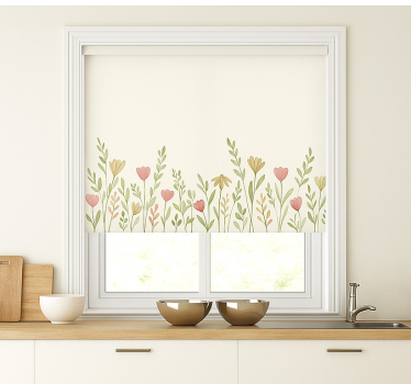 Field Flowers Border kitchen blind - TenStickers
