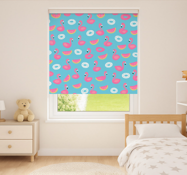 Blue flamingo print childrens blind - TenStickers