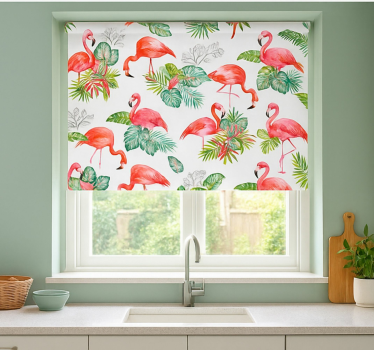 Flamingo Tropical Pattern kitchen blind - TenStickers