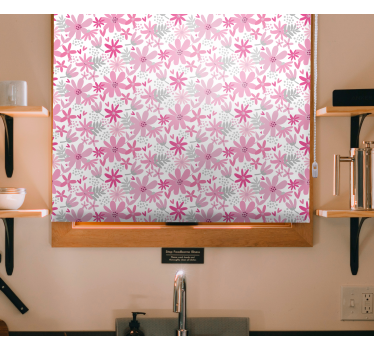 Pink flowers pattern kitchen blind - TenStickers