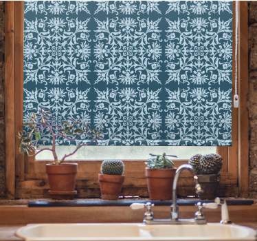 French Provincial blue pattern flowers and plant blind - TenStickers