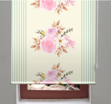 French Provincial striped pattern flowers and plant blind - TenStickers