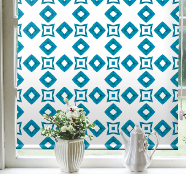 Geometric blue pattern kitchen blind - TenStickers