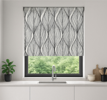 Geometric grey leaves kitchen blind - TenStickers