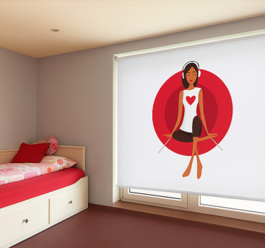 Girl listening to music teenage  roller blind - TenStickers