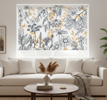Glamour floral variation with gold living room blind - TenStickers