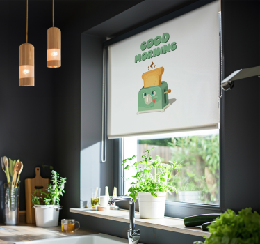 Good morning with toaster kitchen blind - TenStickers