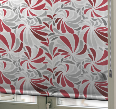 Gray and red flowers Classic roller blind - TenStickers