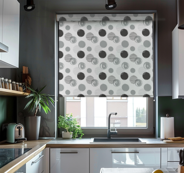 Gray circles pattern kitchen blind - TenStickers
