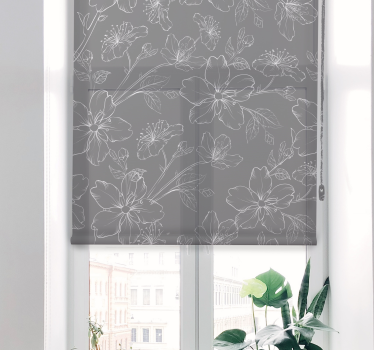 Gray flowers Modern roller blind - TenStickers