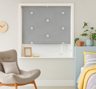 Gray Hexagon Geometric teenage  roller blind - TenStickers