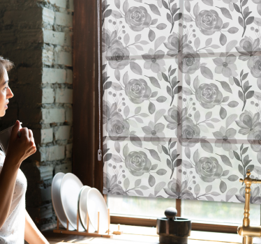 gray roses with grey leaves Flower roller blind - TenStickers