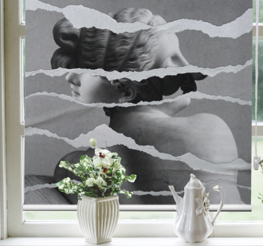 Greek statue image in torn paper style Modern roller blind - TenStickers