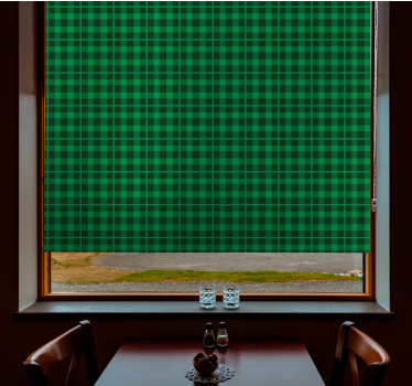 Green gingham pattern Living room roller blind - TenStickers
